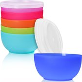 Bol en plastique avec couvercle, 6 pièces, 12 cm/350 ml, bols à muesli ou saladier colorés parfaits avec couvercle, ensemble de bols incassables pour enfants ou bouillie de bébé
