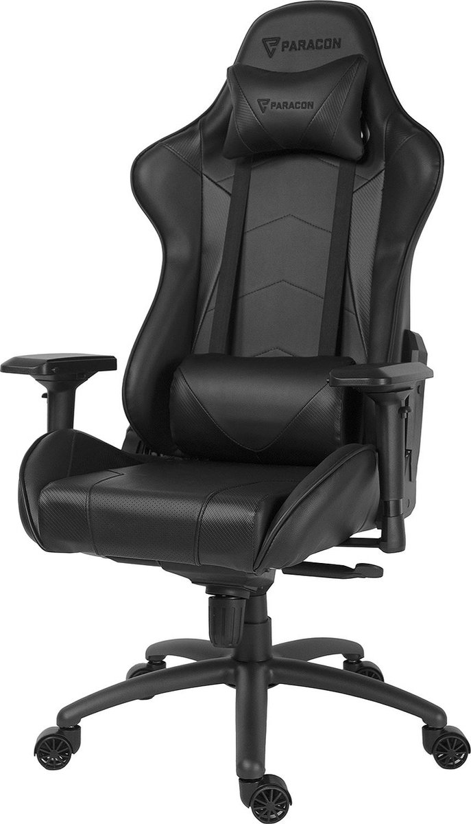 Paracon Knight Pro gamestoel incl. kussen voor nek en lenden zwart.