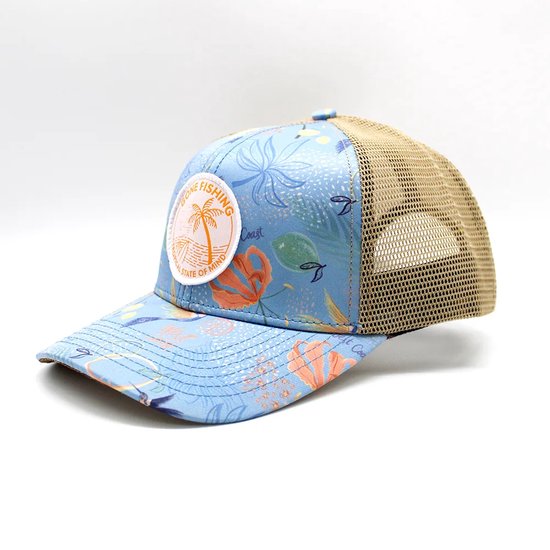 Woed Hummingbird Floral - Trucker cap - Turquoise - A Fish Named Fred- Kurk - One size