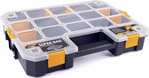 B-Home Sorteerbox/vakjes koffer - voor spijkers/schroeven/kleine spullen - 15 vaks - kunststof - zwart - 44 x 32 x 7.5 cm