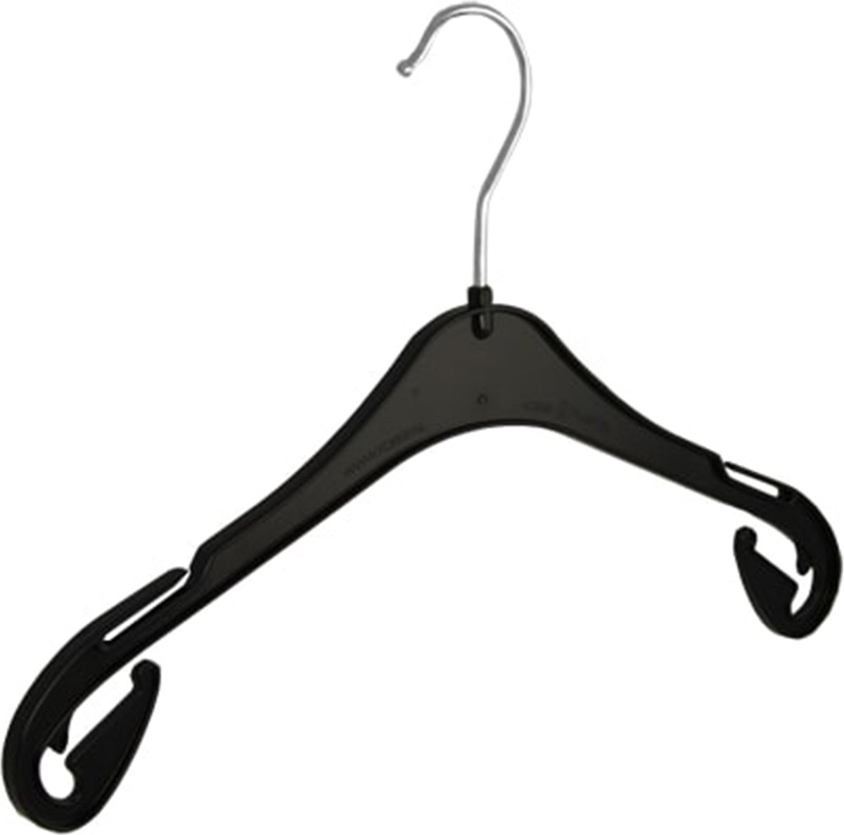 De Kledinghanger Gigant - 100 x Blousehanger / shirthanger / kinderhanger T33 kunststof zwart met rokinkepingen, 33 cm