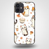 Smartphonica Telefoonhoesje voor iPhone 12 Mini met katten opdruk - TPU backcover case katten design / Back Cover geschikt voor Apple iPhone 12 Mini