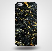 Smartphonica Telefoonhoesje voor iPhone 6/6s met marmer opdruk - TPU backcover case marble design - Goud Zwart / Back Cover geschikt voor Apple iPhone 6/6s