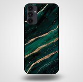 Smartphonica Telefoonhoesje voor Samsung Galaxy A14 met marmer opdruk - TPU backcover case marble design - Groen Goud / Back Cover geschikt voor Samsung Galaxy A14