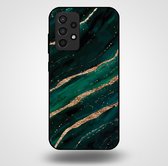 Smartphonica Telefoonhoesje voor Samsung Galaxy A52 met marmer opdruk - TPU backcover case marble design - Groen Goud / Back Cover geschikt voor Samsung Galaxy A52