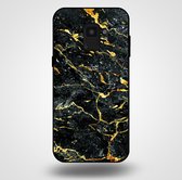 Smartphonica Telefoonhoesje voor Samsung Galaxy A8 2018 met marmer opdruk - TPU backcover case marble design - Goud Zwart / Back Cover geschikt voor Samsung Galaxy A8 2018