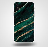 Smartphonica Telefoonhoesje voor iPhone X/Xs met marmer opdruk - TPU backcover case marble design - Groen Goud / Back Cover geschikt voor Apple iPhone X/10;Apple iPhone Xs