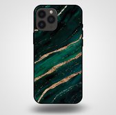 Smartphonica Telefoonhoesje voor iPhone 13 Pro Max met marmer opdruk - TPU backcover case marble design - Groen Goud / Back Cover geschikt voor Apple iPhone 13 Pro Max