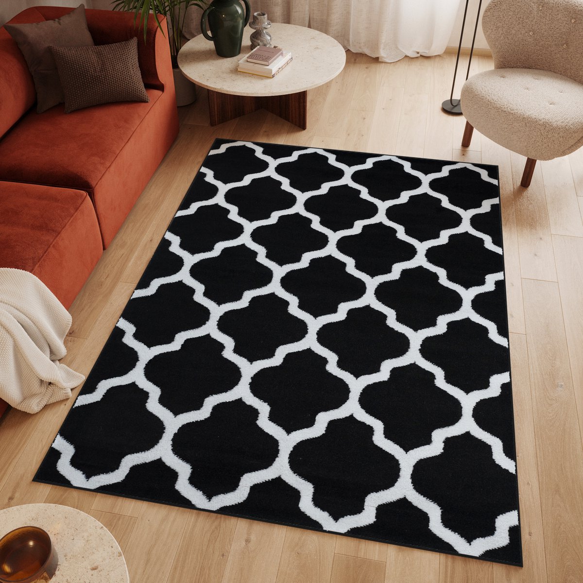 Tapiso Luxury Vloerkleed Zwart Wit Woonkamer Slaapkamer Tapijt Maat- 250x300 Antraciet
