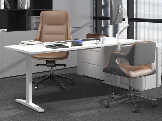 Worktrainer - Bureau assis-debout - OvalDesk - Électrique - Écran à mémoire - Cadre blanc uniquement