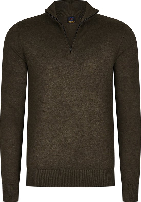 Mario Russo - Pulls pour hommes Sweats demi- Zip Marron froid - Marron - Taille XL