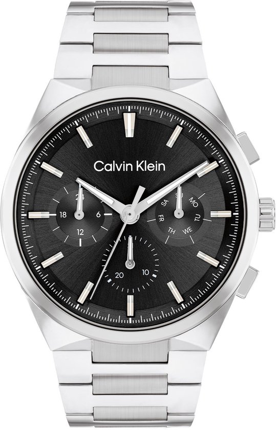 Calvin Klein CK25200459 DISTINGUISH Heren Horloge - Mineraalglas - Staal - Zilverkleurig - 44 mm breed - Quartz - Vouw/Vlindersluiting