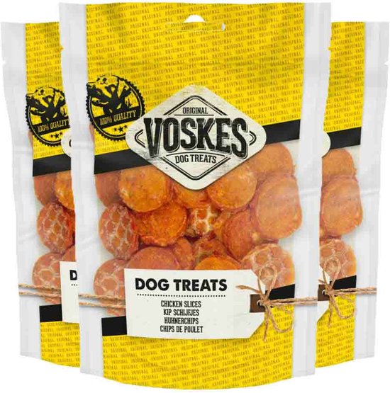 Voskes Kip Schijfjes - 3 x 100 gr - Voordeelverpakking