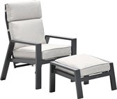 Garden Impressions Max verstelbare fauteuil inclusief voetenbank - carbon black - desert sand