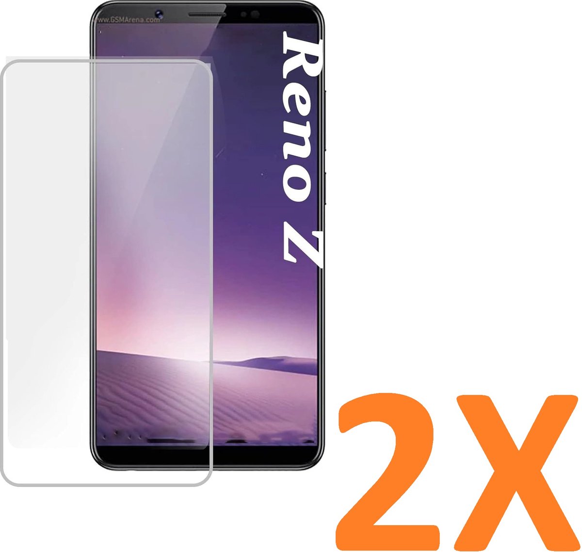 Screenprotector Glas - Tempered Glass Screen Protector Geschikt voor: Oppo Reno Z - 2x