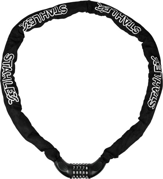 Stahlex Ketting cijferslot - 7 mm schakels - 140 cm - zwart - 4-cijferige code van Stahlex — afbeelding 3