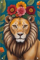 Tuinposter leeuw - Leeuw poster - Tuinposters dieren - Muurdecoratie tuin - Tuinaccessoires - Tuindecoratie - 40 x 60 cm