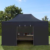 Tente de fête Easy Up 3x4,5 m Pavillon pliant, acier PREMIUM 40 mm avec parois latérales, noir