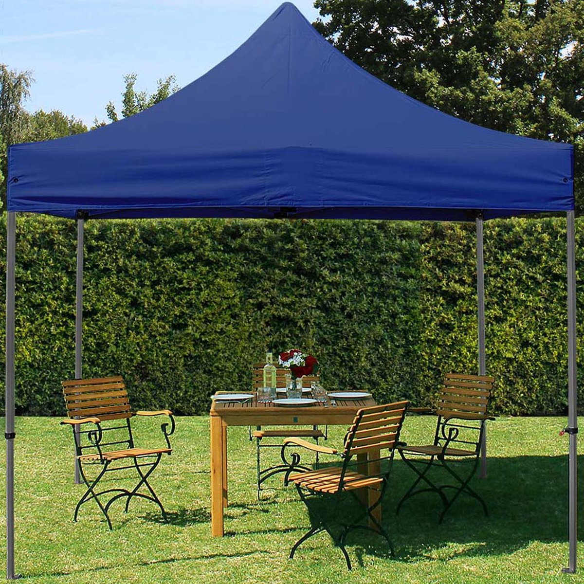 3x3 m Easy Up partytent Vouwpaviljoen, PREMIUM staal 40mm, blauw