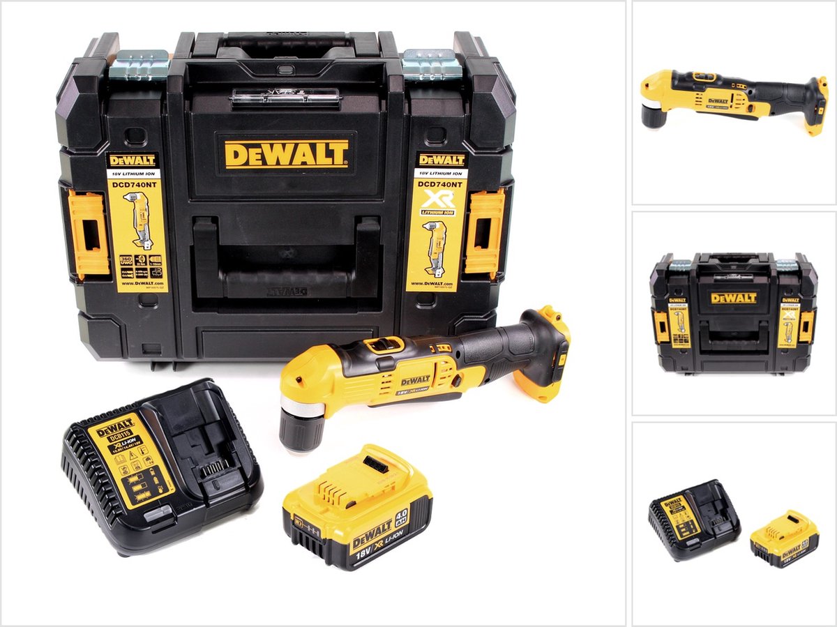 Dewalt DCD 740 M1 accu-haakse boormachine 18V 33Nm + 1x 4,0Ah accu + snellader + TSTAK