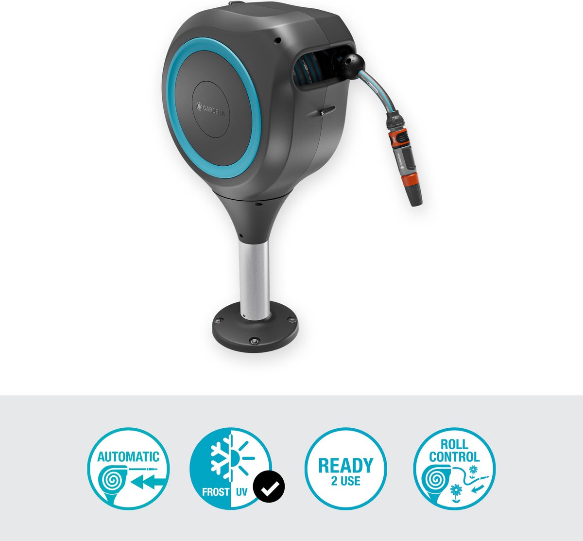 Gardena Boîte à tuyau Patio RollUp S - 15 m - enroulement automatique