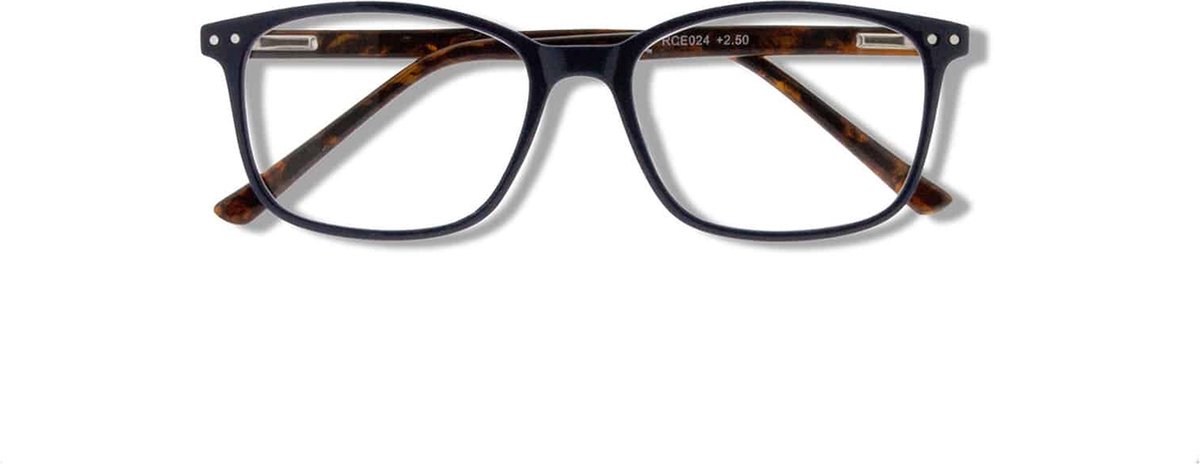Noci Eyewear RCE024 CP Leesbril Robin +4.00 - Donker blauw frame - Tortoise pootjes - Rechthoekig montuur