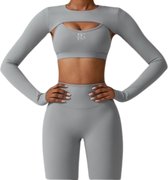 June Spring - Sport Top - Maat L/Large - Kleur: Lichtgrijs - SUMMER COLLECTION - Vocht afvoerend - Flexibel - Comfortabel - Ingebouwde Ondersteuning - Hoge Kwaliteit