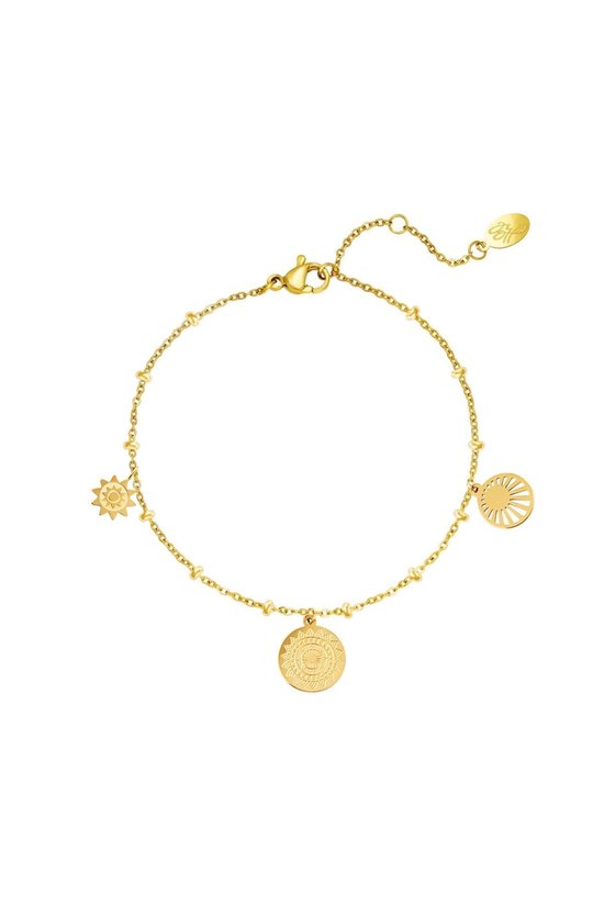 Bracelet with beds - armband met bedels - kleur goud - stainless steel - nikkelfree - moederdag cadeau - kadotip -