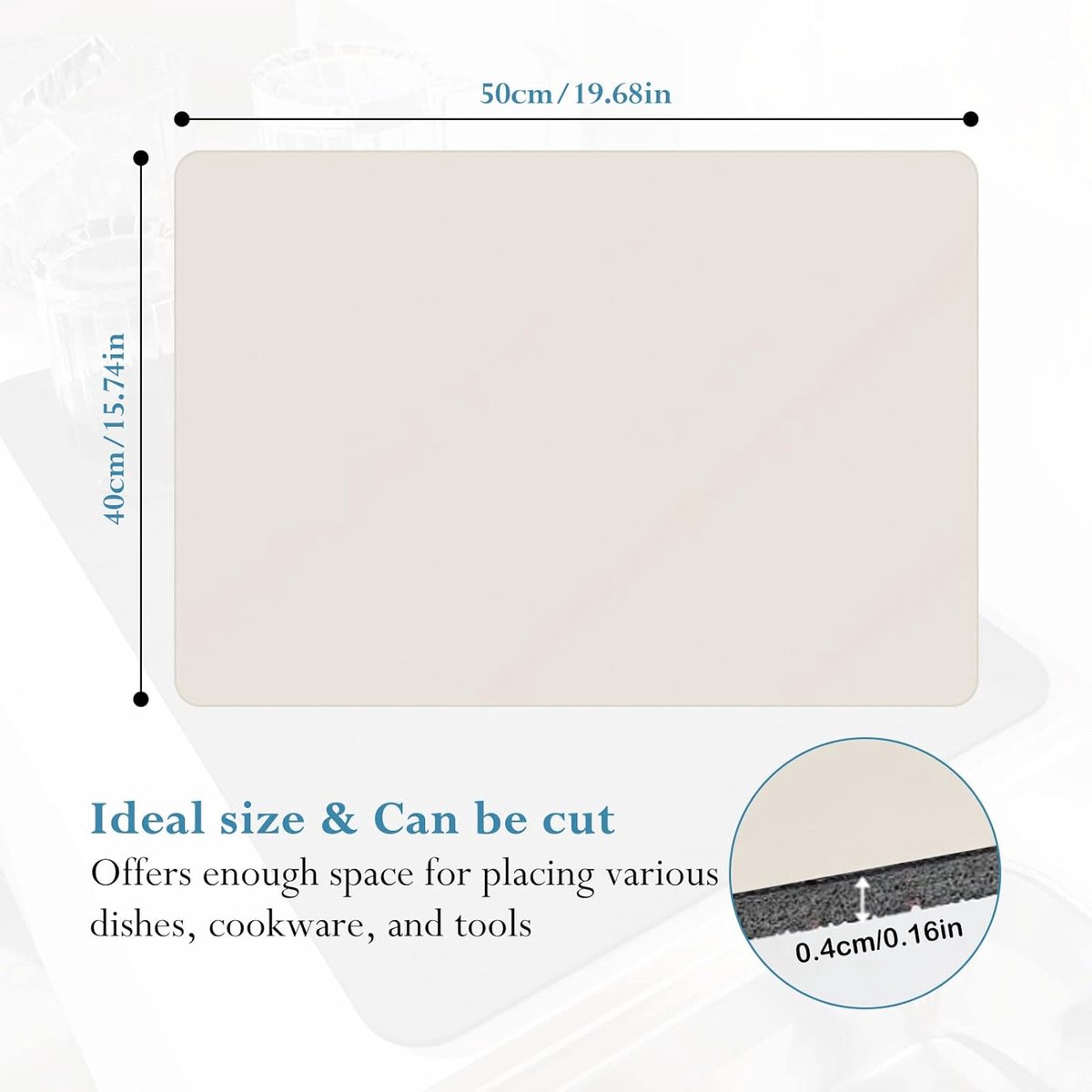 Goedkoopste Afdruipmat voor servies, spoelbak, afdruipmat van microvezel, ultra absorberend, keukenafdruipmat voor servies, koffiezetapparaat, afwasmat, lichtgrijs, 40 x 50 cm