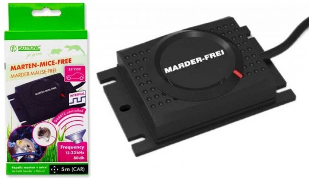 Isotronic® 12V Marterverjager voor Auto - Ultrasone Marter- en Muizenverjager - Bescherming van de Motorruimte