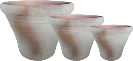 PTMD Bloempot Palle - 55x55x45 cm - Terracotta - Beige - Set van 3