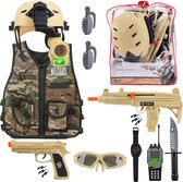 Militaire soldaat Camouflage Woestijn Oorlog kostuumset met helm, speelgoedgeweer, speelgoedgranaten, militaire soldaataccessoires en opbergrugzak - geweldig voor kinderen