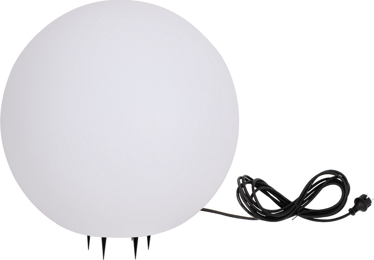 Trango IP65 tuinbal 500WB in wit mat 50cm diameter incl. 1x E27 LED lamp *SNOW* Bollamp incl. ca. 5 meter IP44 kabel, tuinlamp, lichtbol, tuinbal licht, bollamp, Globe lamp