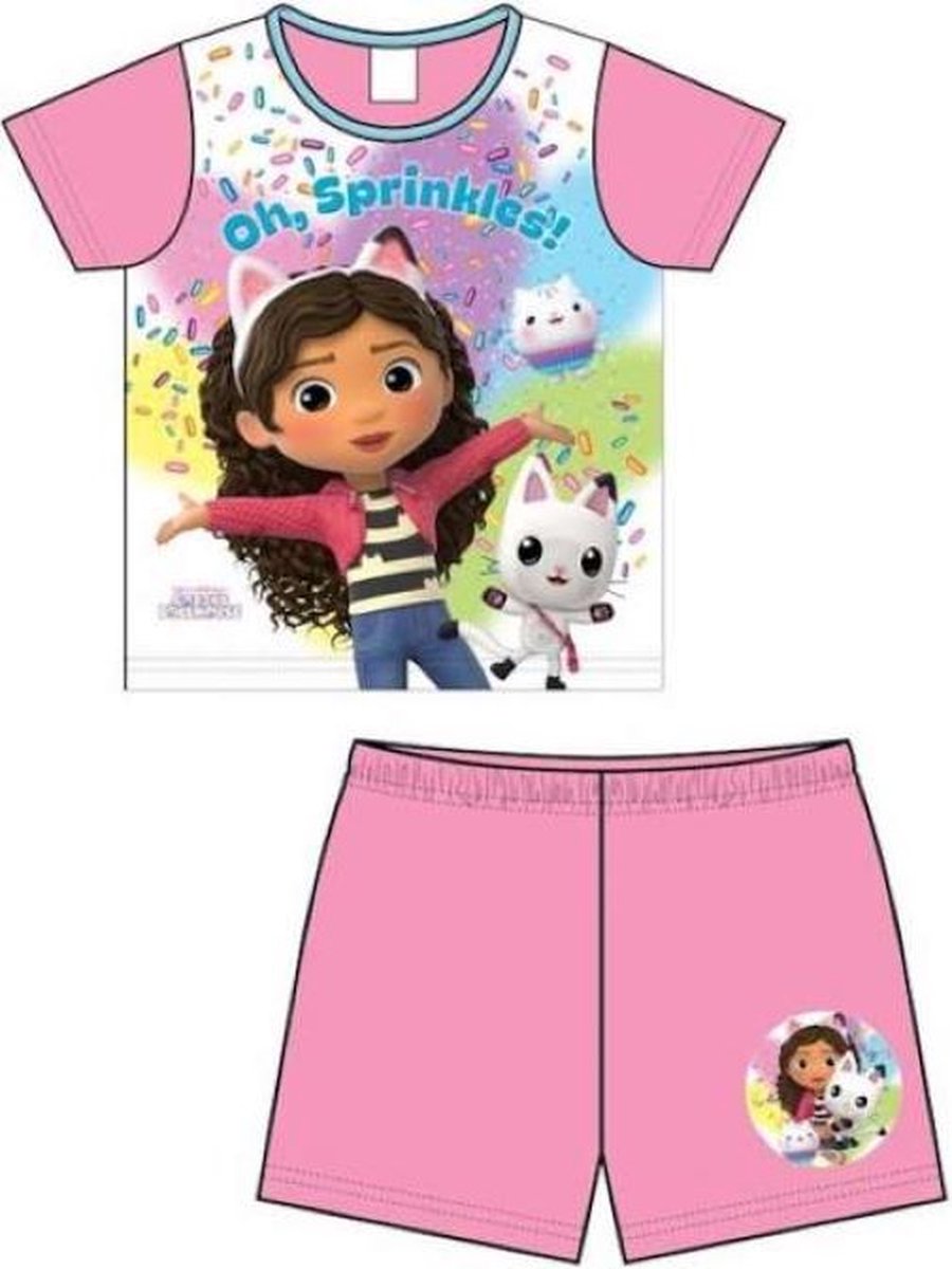 Gabby's Poppenhuis Shortama - Maat 86/92 - zalmroze - Gabbys Dollhouse pyjama