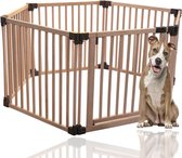 Bettacare Houten Huisdierenpen, Hexagon, 6 x 80cm, Natuurlijk Hout, Hondenpen voor Huisdieren Honden en Puppy's, Hondenspeelruimte, Eenvoudige Installatie