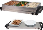 Excellent Electrics - Warmhoudplaat SET 3 bakken - RVS - 53 x 35 x 10cm Serveer eten warm op het bord - Voor het warmhouden van gerechten, zoals bijv. soep - Buffetwarmer -