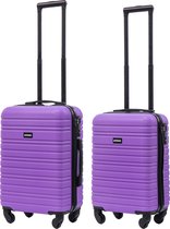 BlockTravel kofferset 2 delig ABS handbagage met wielen afneembaar 29 en 39 liter - inbouw TSA slot - paars
