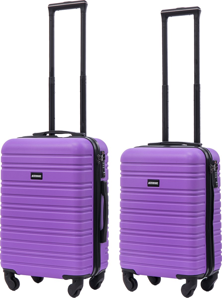 BlockTravel Kofferset 2 Delig - Handbagage Koffer en Reiskoffer met Wielen - Reiskoffer Handbagage Trolley - 29 en 39 Liter - ABS - Afneembare Wielen 360° - TSA Slot - Paars