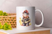 Mok Hippopotamus firefighters - Firefighter - Gift - Cadeau - FireRescue - FireDepartment - FirstResponder - Brandweerman - Brandweerredding - Brandweerkorps - Eerstehulpverlener
