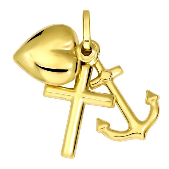 Juwelier Zwartevalk 14 karaat gouden geloof, hoop en liefde hanger - 14.020-GR