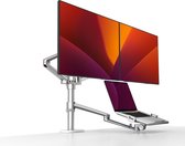 Alberenz® dubbele monitorarm met laptop standaard zilver - voor 2 schermen - Monitorbeugel - Ergonomisch ontwerp - Laptopstandaard