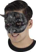Partychimp Half Masker Zwarte Duivel Halloween Masker voor bij Halloween Kostuum Volwassenen - Latex - One-Size