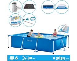 Intex Value Pack - Piscine à cadre rectangulaire - 300 x 200 x 75 cm - Blauw - Accessoires de vêtements pour bébé inclus - Pour une saison entière