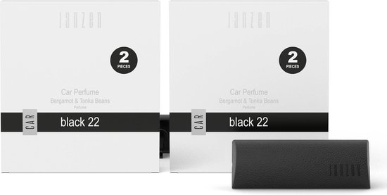 JANZEN Car Perfume 2-pack – Black 22 – Autoparfum – Autogeur – Autoaccessoires – Lederlook - Krachtig en Warm - 2 x 2 stuks