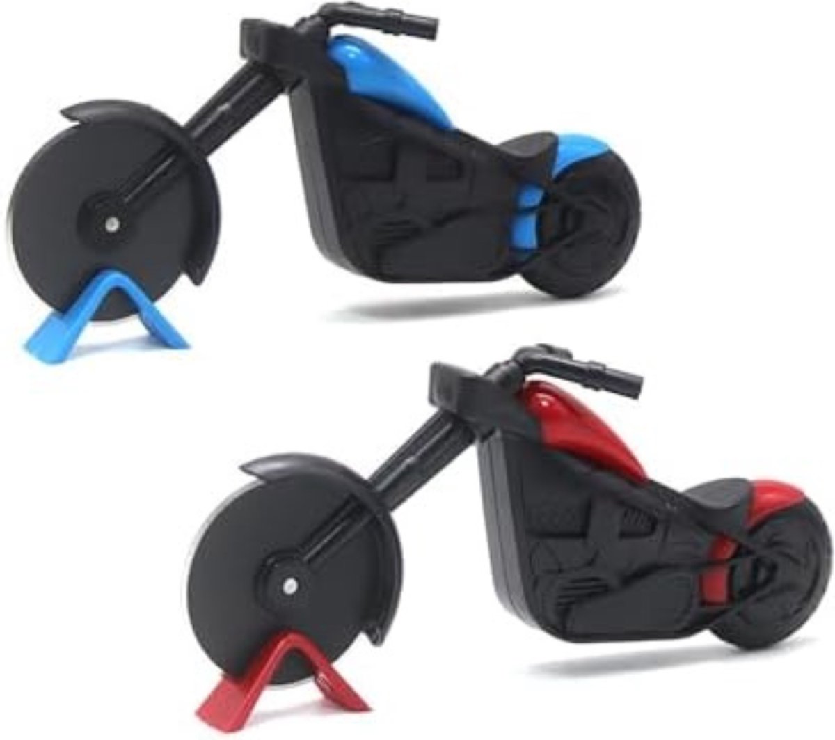 Pizzasnijder - Pizzaknipper - 22 cm - 2 Stuks - Blauw/Rood