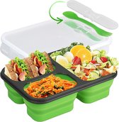Lunchbox met compartimenten, opvouwbare siliconen maaltijdvoorbereidingsdozen Lunchbox Lunchbox voor volwassenen Kinderen met compartimenten Lunchbox Veilig voor magnetron, vaatwasser en vriezer (groen)