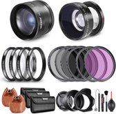 Neewer® - 49mm Lens- en Filterset: Groothoek/2.2x Telefoto Extra Lens voor 18mm-85mm APS-C Lens, (+1+2+4+10) Close-up Macro/ND/UV/CPL/FLD Filters voor Camera Lens met ⌀49mm Draad