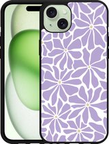 Cazy Hardcase Hoesje geschikt voor iPhone 15 Plus Abstracte Paarse Bloemen