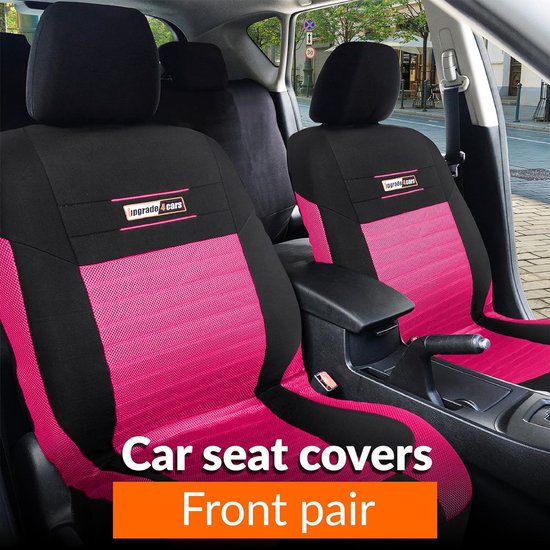 Upgrade4cars Autostoelbekleding voorstoelen leder look zwart - Autostoelhoezen voorzijde met organizer voor achterbank - Universele autostoelbekleding