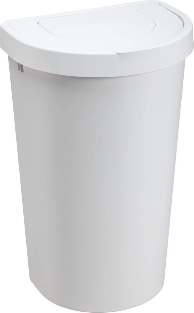 Goedkoopste Plast Team - Prullenbak / Afvalbak - klapdeksel - 45 l - Seattle Swing - Wit